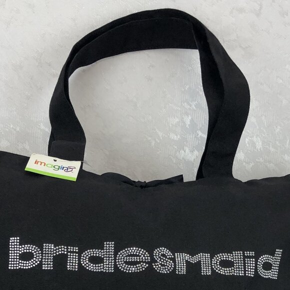 Imagin8 Bridesmaid Bedazzled Rhinestone Bling Black Shoulder Tote/Duffle Bag NWT - Picture 2 of 11